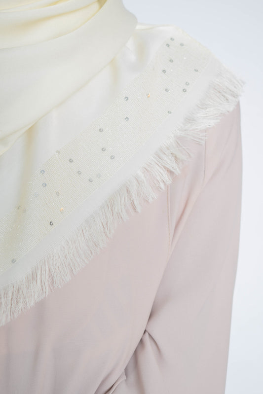 Vanilla Sequin Edge Satin Hijab
