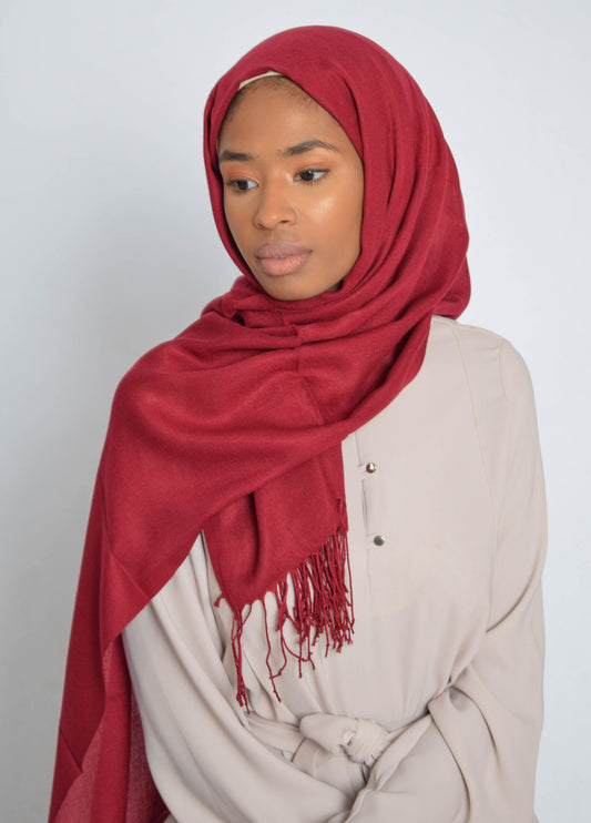 Raspberry Pashmina Plain Hijab