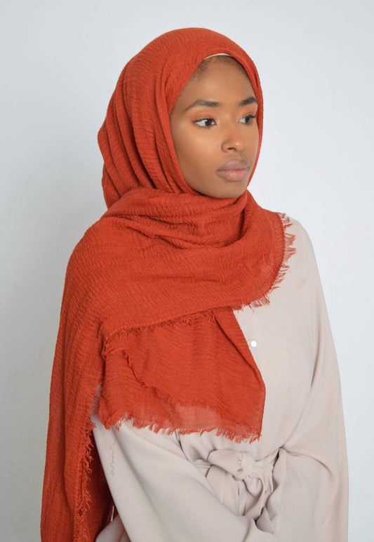 Fire Orange Crinkle Hijab