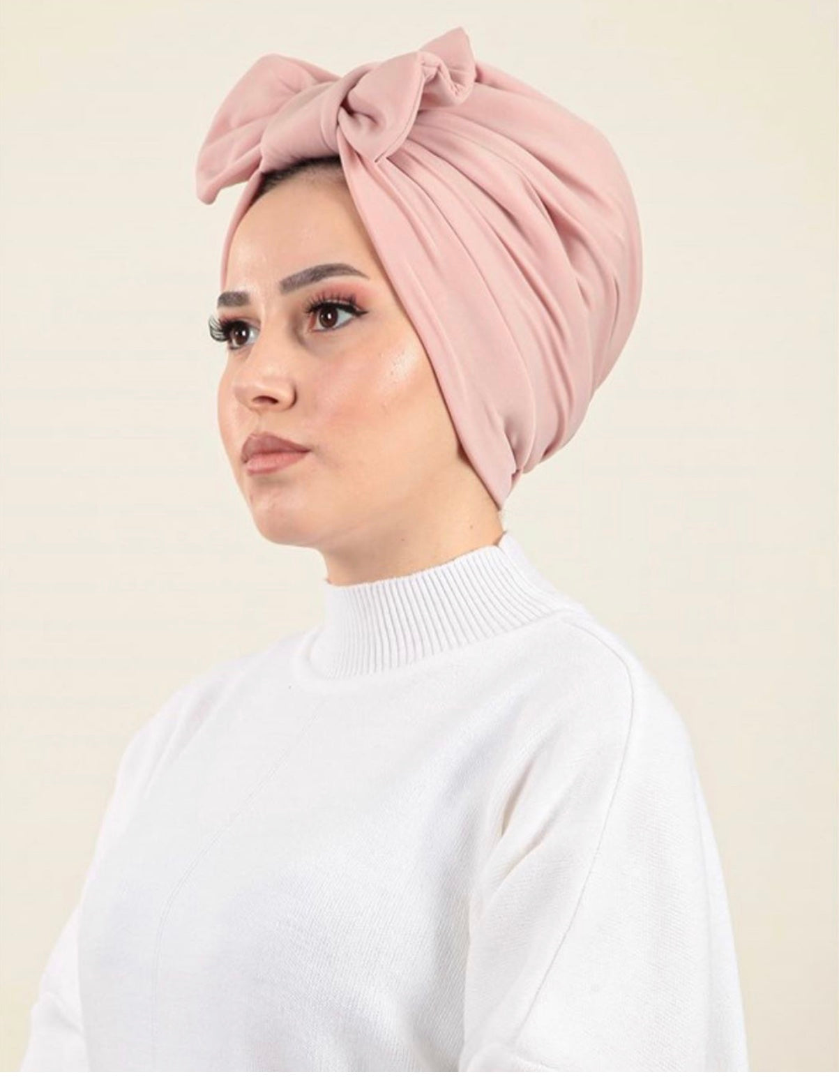 Dusty Pink Bow Turban