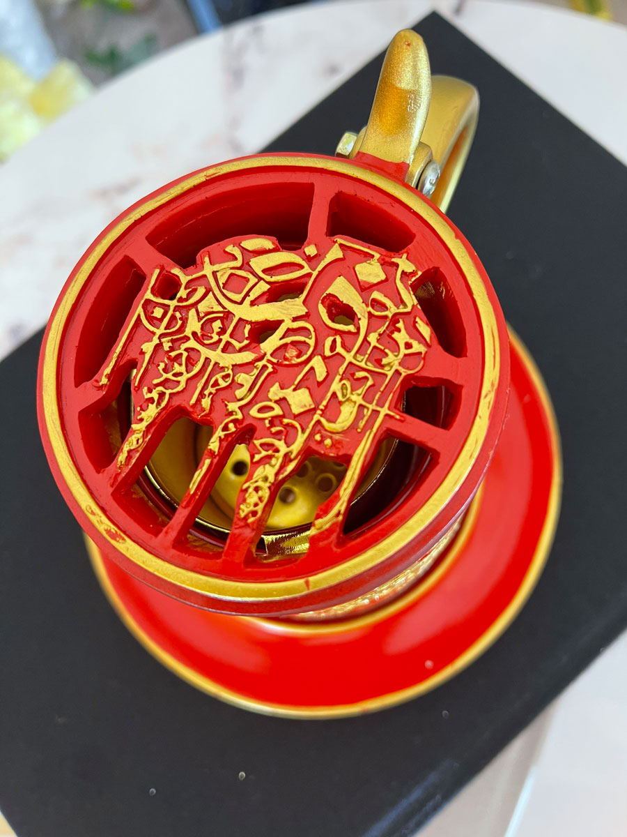RED TEA CUP STYLE INCENSE BAKHOOR BURNER