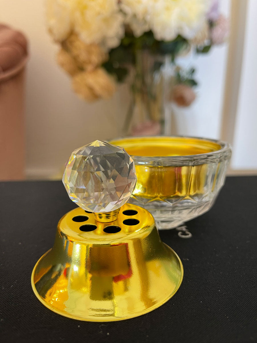 Small Round Crystal Incense Bakhoor Burner