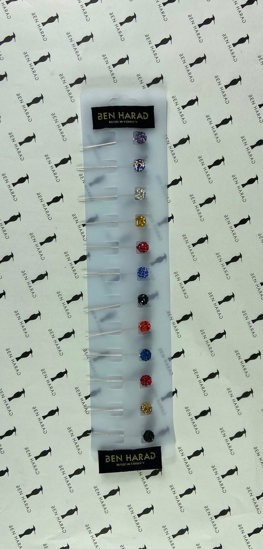 12Pcs Scarf Safety Multi colour Pins Rhinestone Ball Brooch Fashion Jewelry