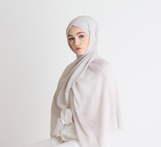 Ivory Crinkle Hijab