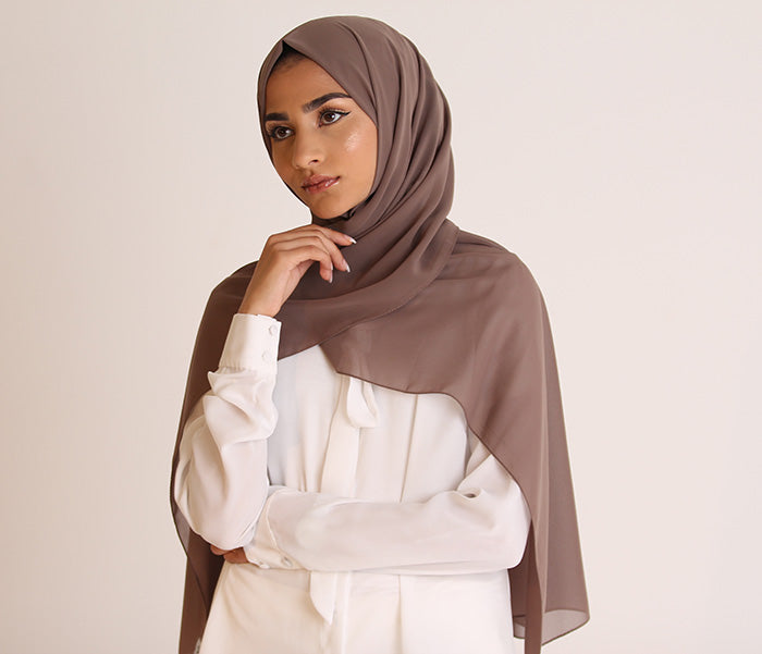 Deep Taupe Basic Georgette Hijab