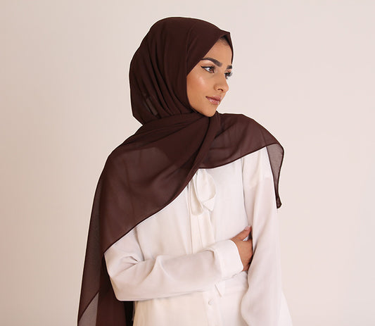 Brown Basic Georgette Hijab