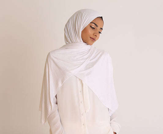 White Kuwaiti Jersey Hijab
