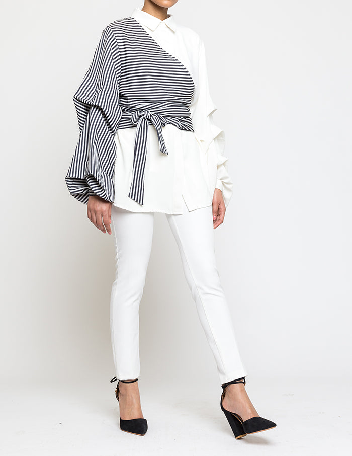 Zebra Cross Blouse With Front Wrap Strap