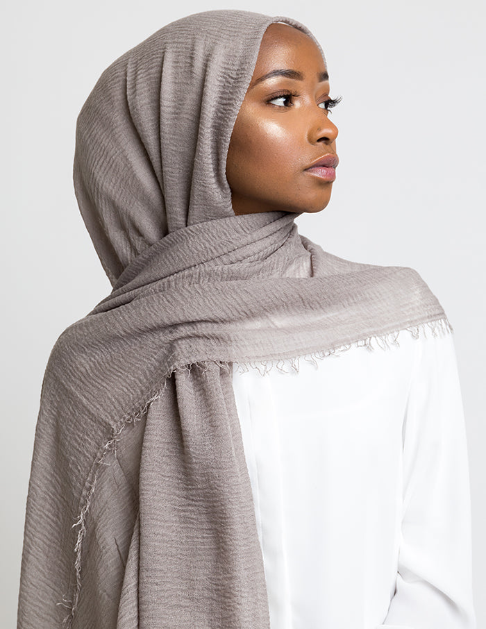Elephant Grey Crinkle Hijab
