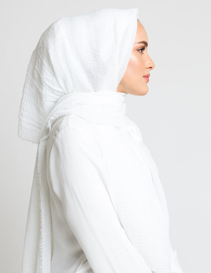 White Crinkle Hijab