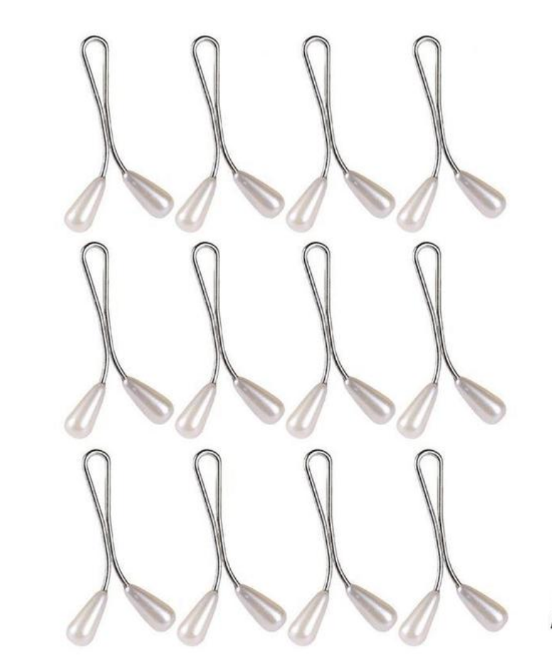 12pcs Stainless Steel Pearl Headed U-Shaped White Clip Headscarf Shawl Scarf Fashion Hat Brooch Muslim Scarf Clips Scarf Accessories Hijab Scarf Pin