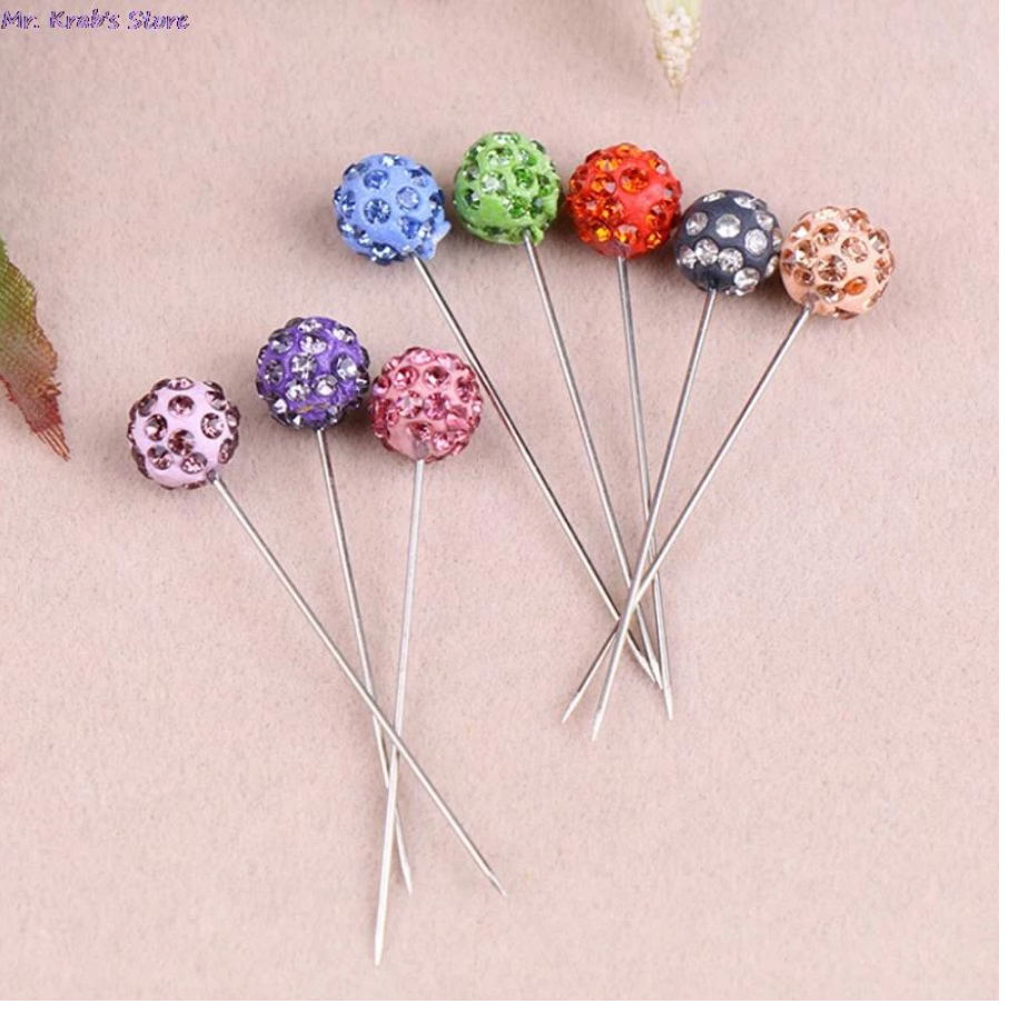 12Pcs Scarf Safety Multi colour Pins Rhinestone Ball Brooch Fashion Jewelry