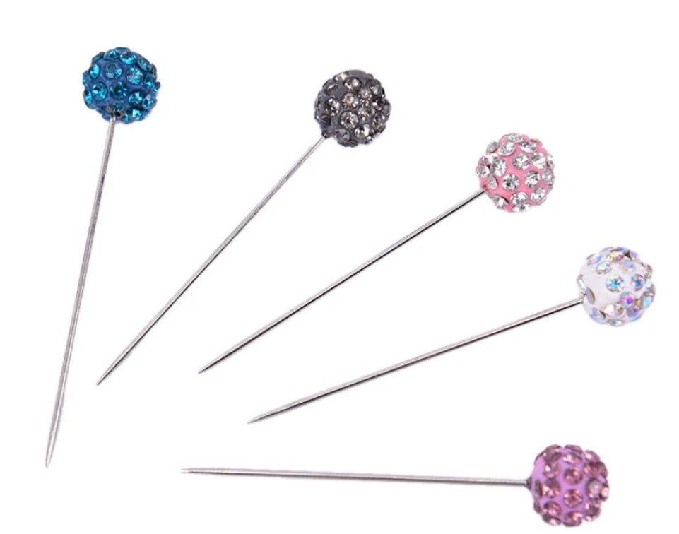 12Pcs Scarf Safety Multi colour Pins Rhinestone Ball Brooch Fashion Jewelry