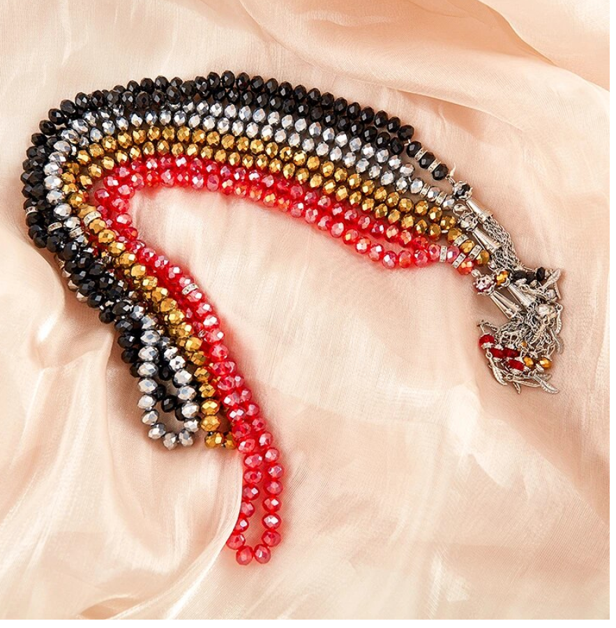 Crystal Prayer Beads Crystal Bracelets Tasbih Tasbeeh Masbaha Bracelet Islamic Muslim TASBEEH 8mm 99 Beads