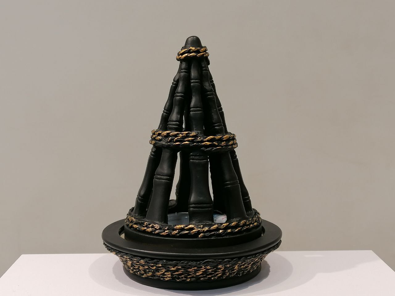 Black Bakhoor Burner with Golden Decorations