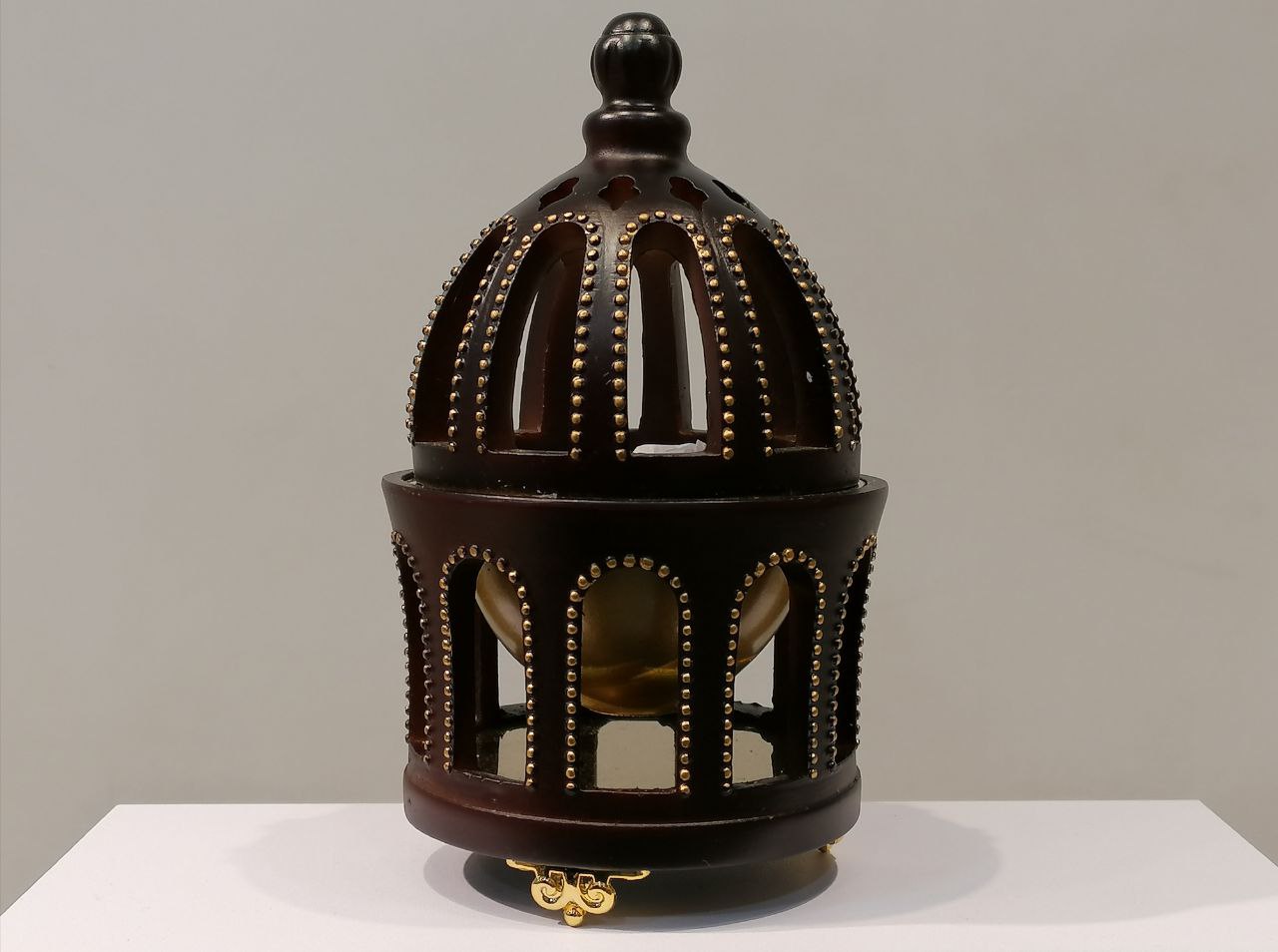 Brown Bakhoor Burner with Golden Decorations