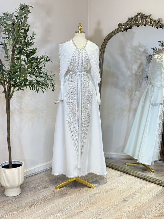Arela 3 Piece Khaliji Luxury Shoulder Pleated Caftan