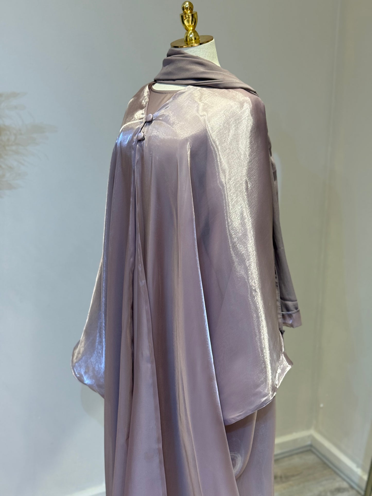 Khaloud 3 piece Abaya with satin under layer