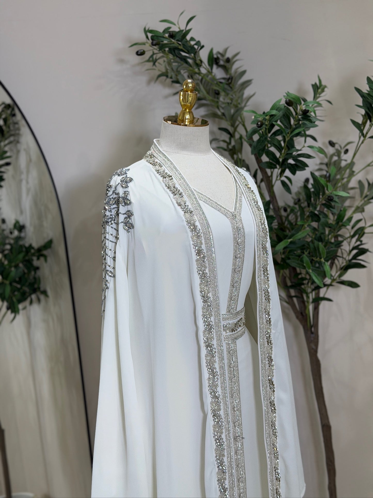 Ceyda White 3 Piece Luxury Khaliji Caftan