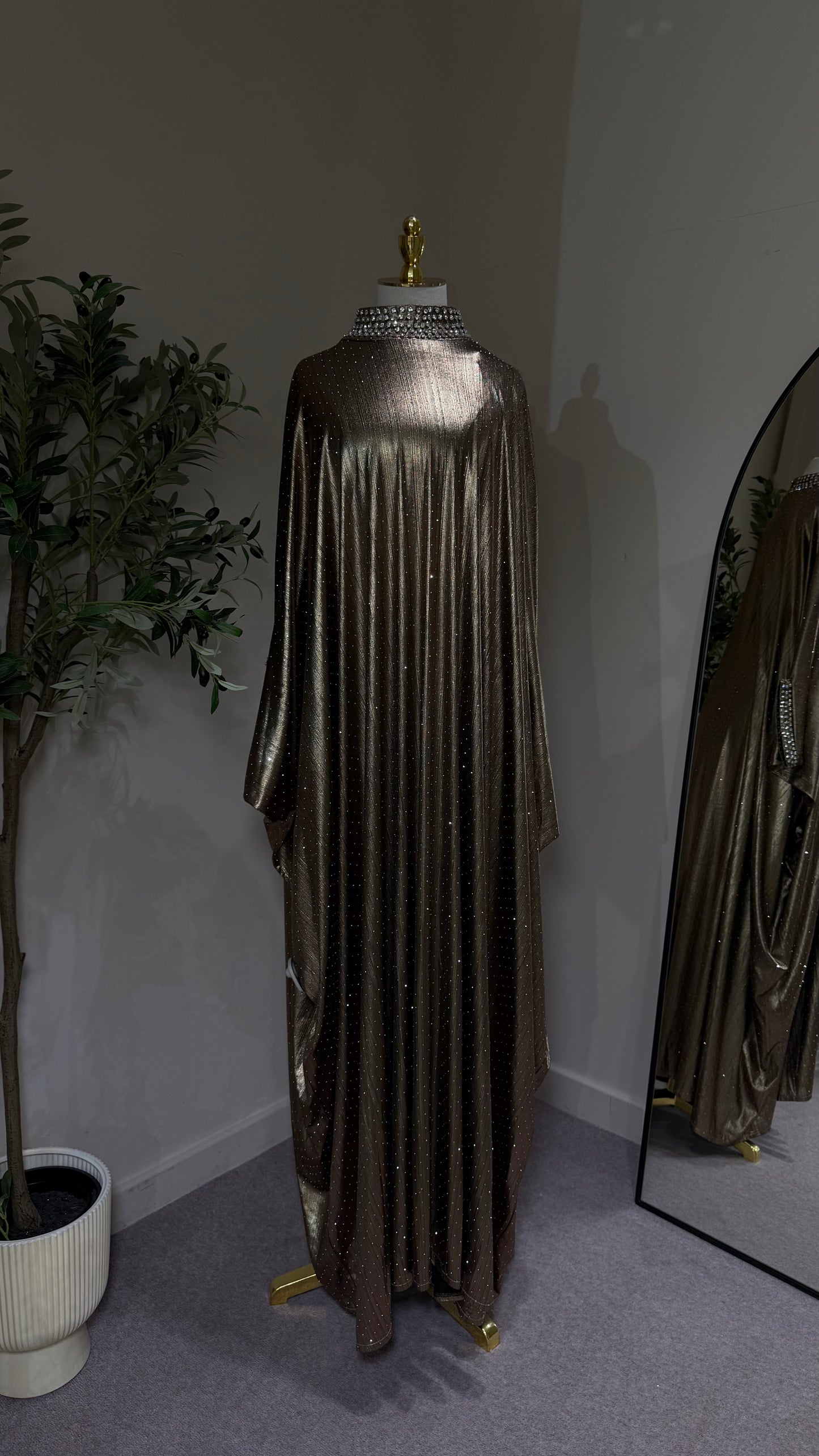 Brown Studded Batwing Kaftan