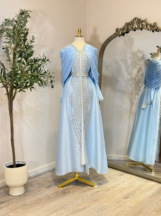 Arela 3 Piece Khaliji Luxury Shoulder Pleated Caftan
