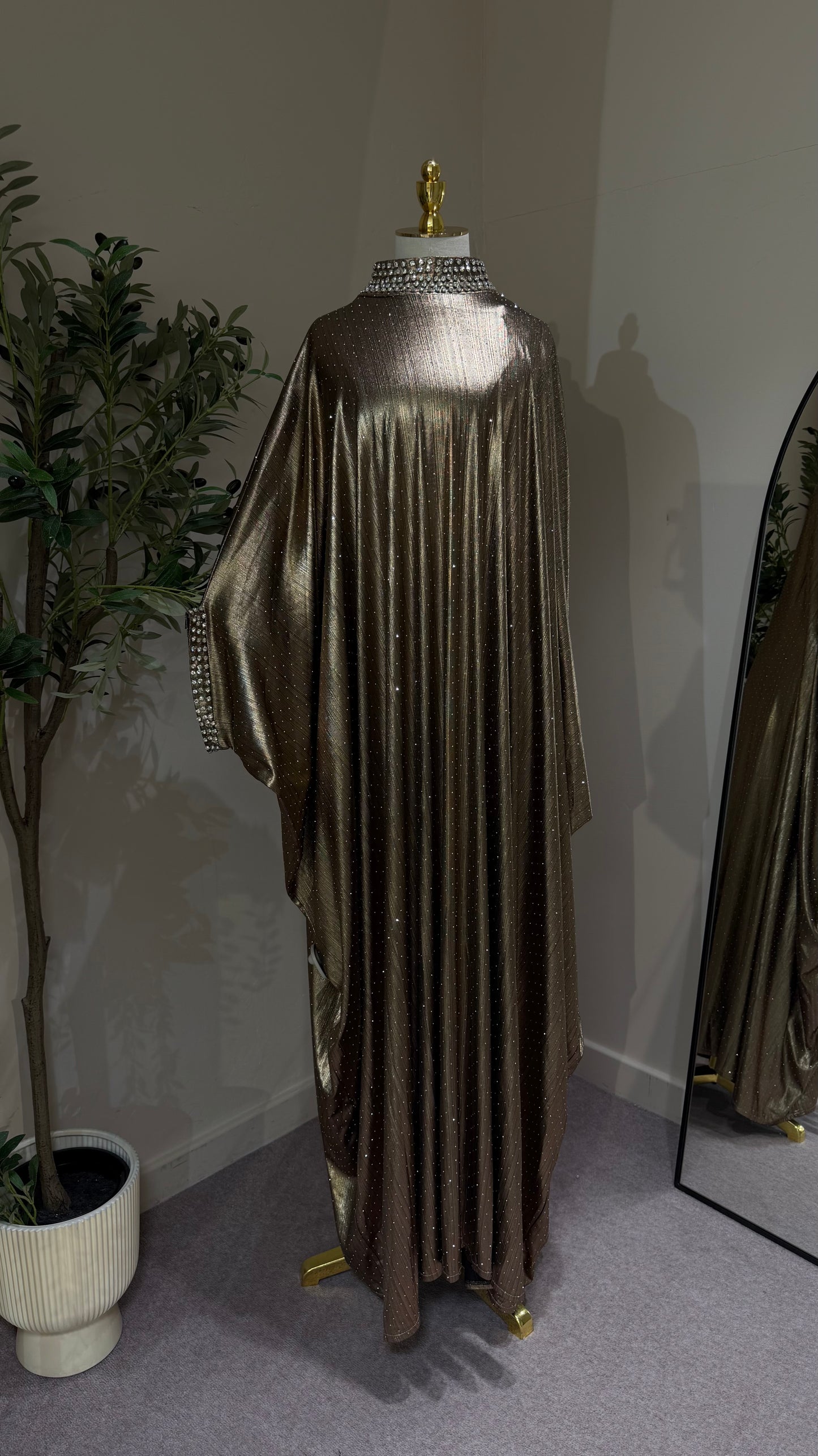 Brown Studded Batwing Kaftan