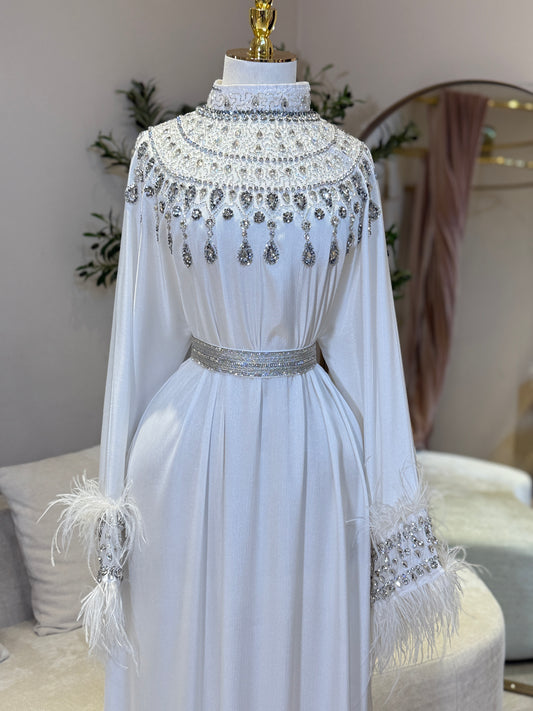 White Hind Luxury Satin Silk Gown