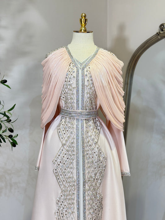 Arela 3 Piece Khaliji Luxury Shoulder Pleated Caftan