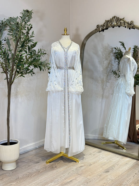 Elira White Luxury 3 Piece Caftan