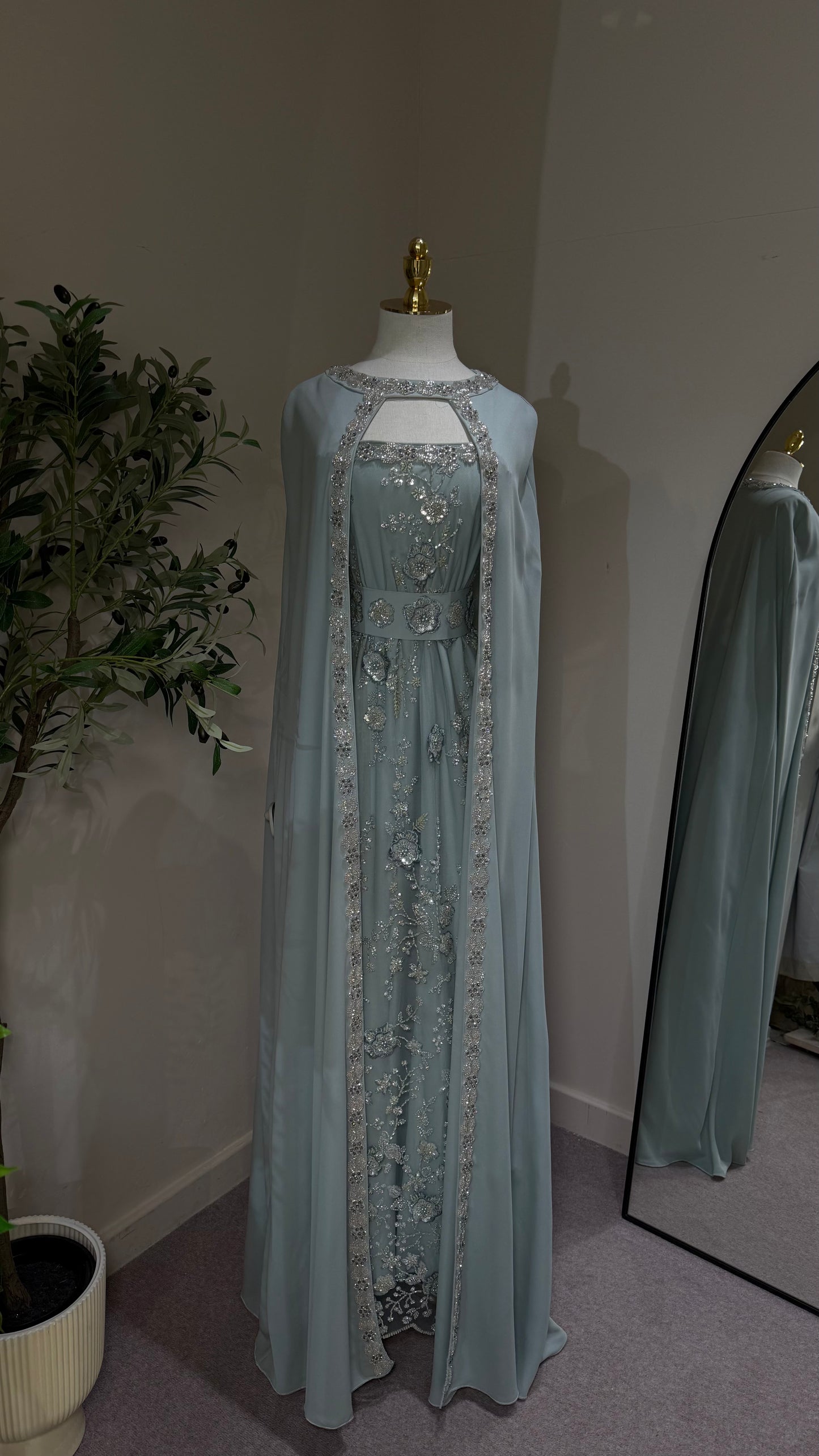 Baby Blue Khaliji Cape Kaftan