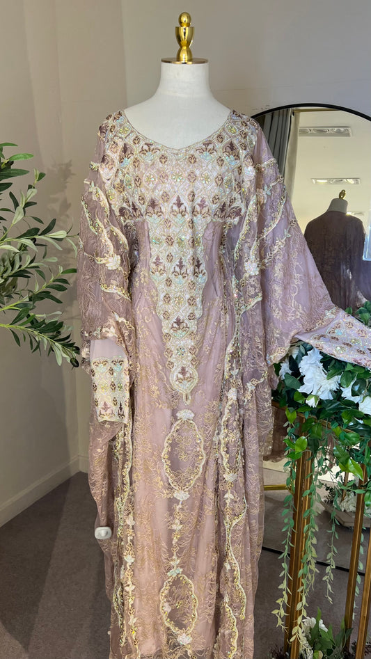 Purple Net Layered Mukhawar