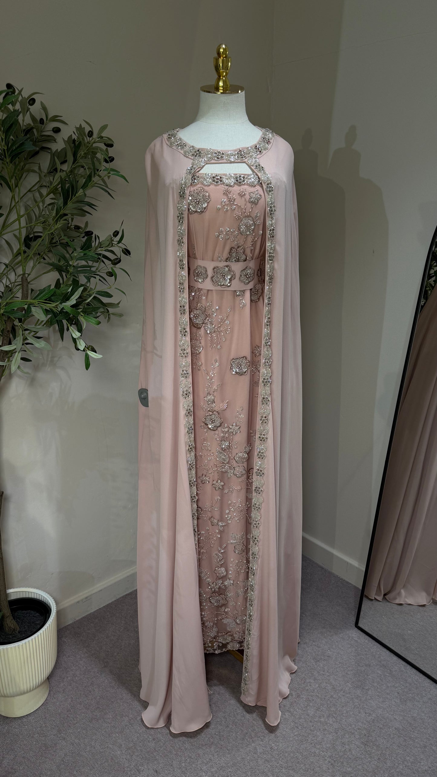 Pink Khaliji Cape Kaftan