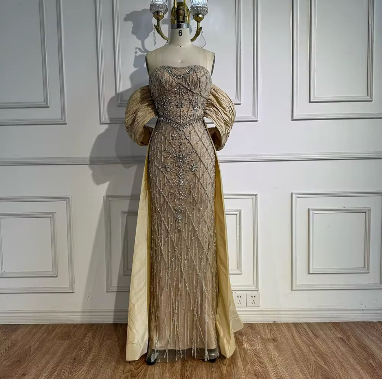 Haneen 2 Material Effect Luxury Hand Embellished Gown (pre-Order)