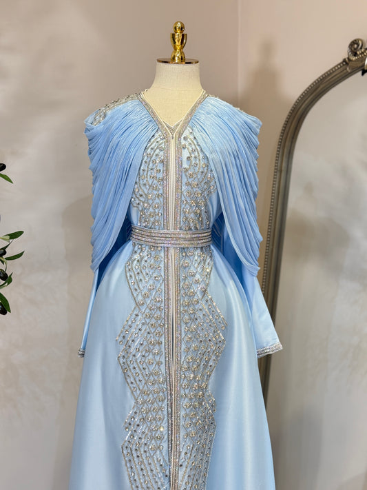 Arela 3 Piece Khaliji Luxury Shoulder Pleated Caftan