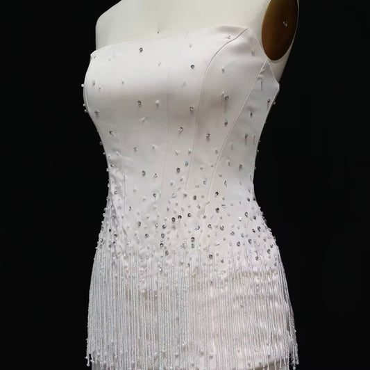 Aria Tasseled 2 Piece Elegant Gown with Corset Hand Embellished (Pre-Order)