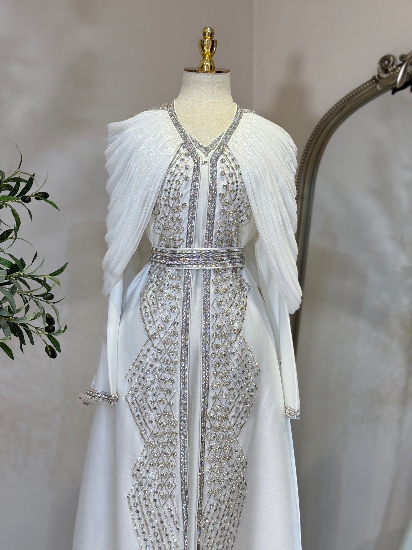 Arela 3 Piece Khaliji Luxury Shoulder Pleated Caftan