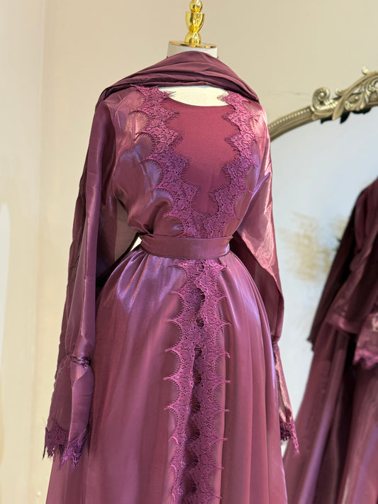 Alanoud 3 Piece Abaya With Satin Under Layer