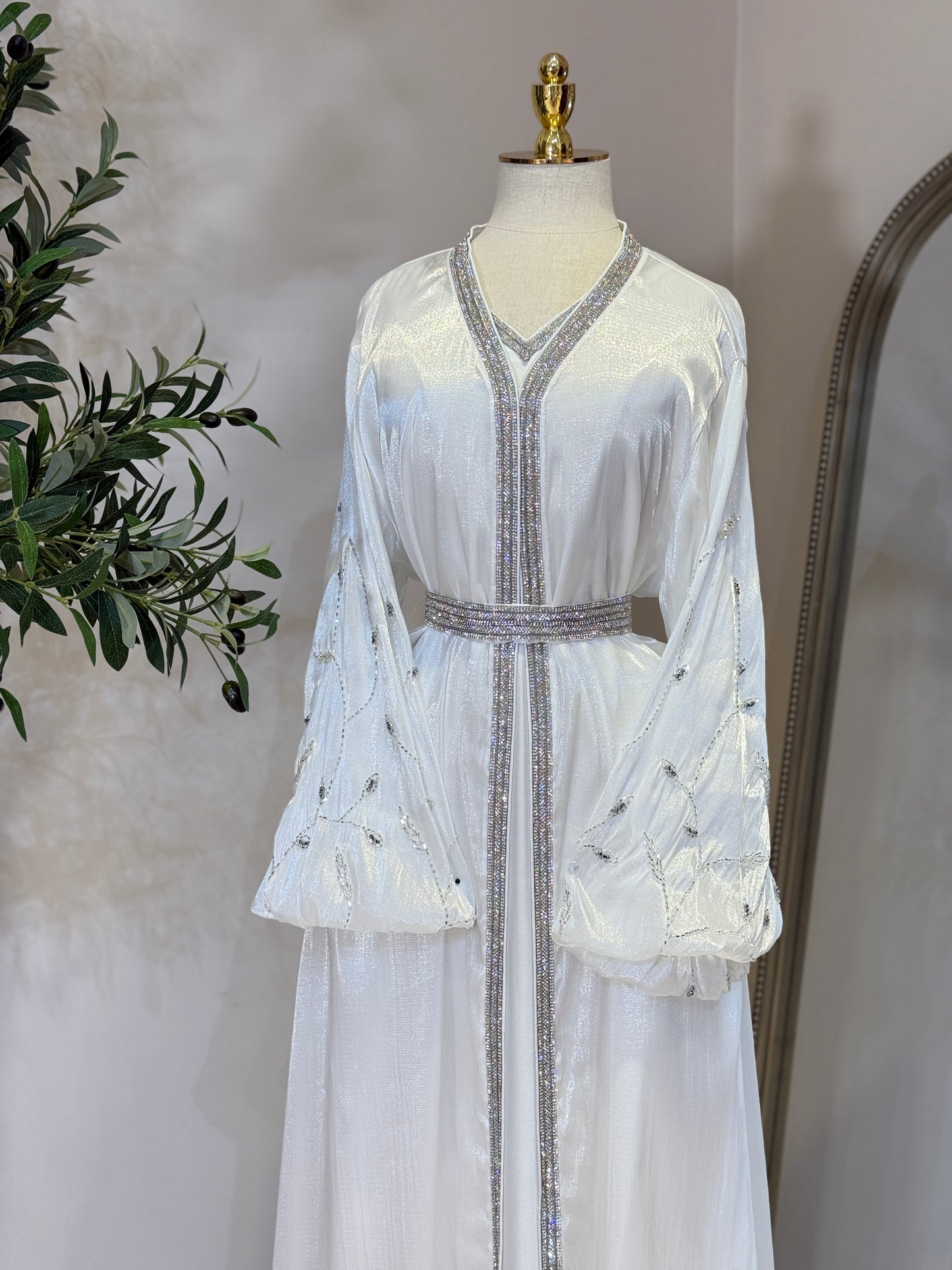 Elira White Luxury 3 Piece Caftan