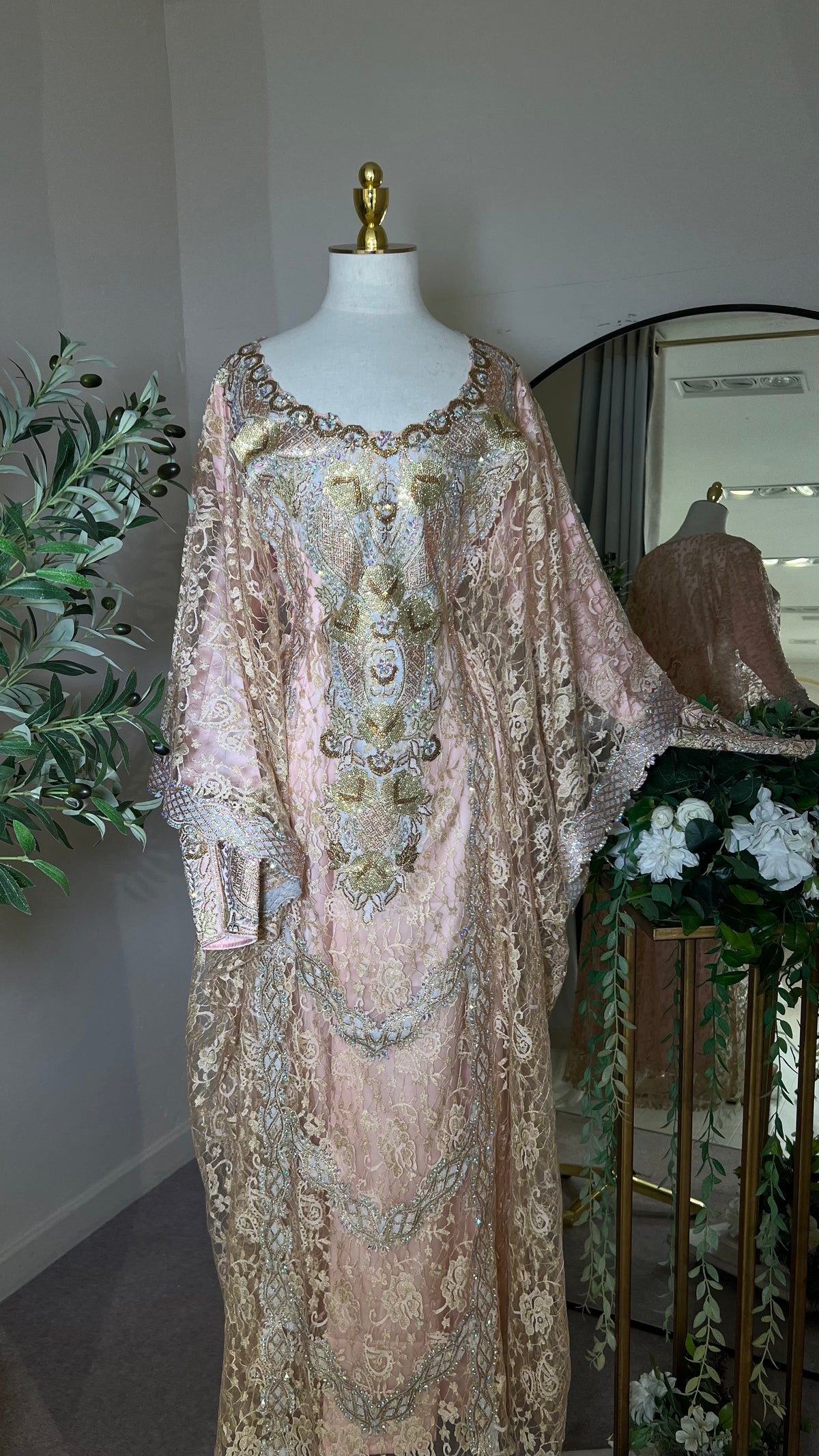 Baby Peach Net Layered Mukhawar