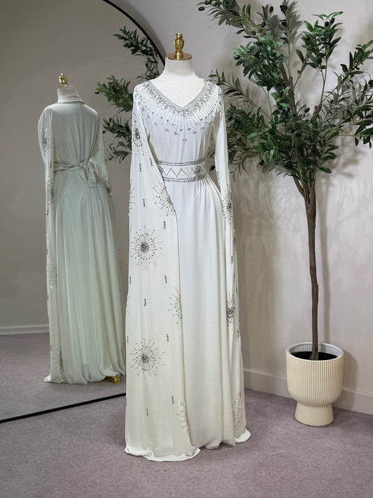 Sorayah White Luxury Khaliji Caftan