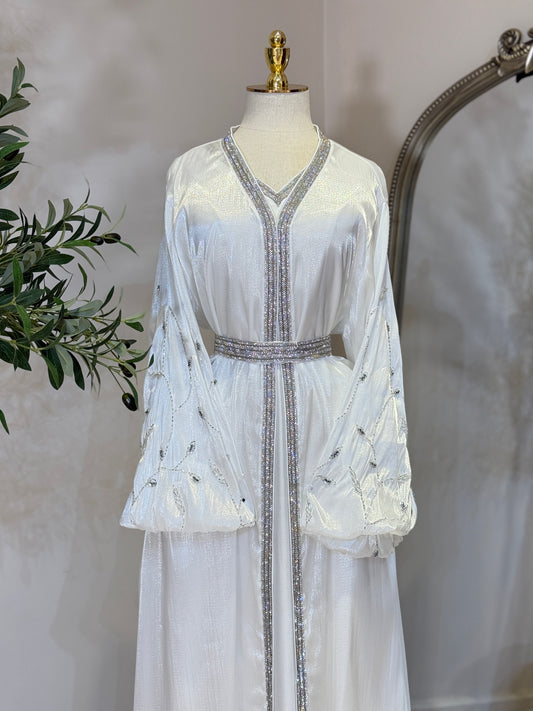 Elira White Luxury 3 Piece Caftan