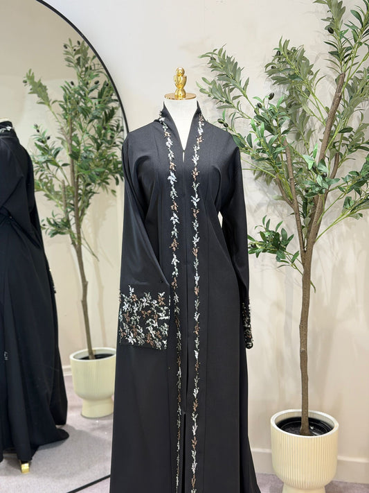 Ei Classic Three Tone Embroidery Luxury Material Abaya