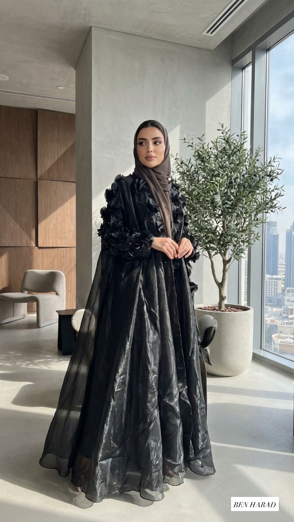 Warda Organza 3 Piece Abaya