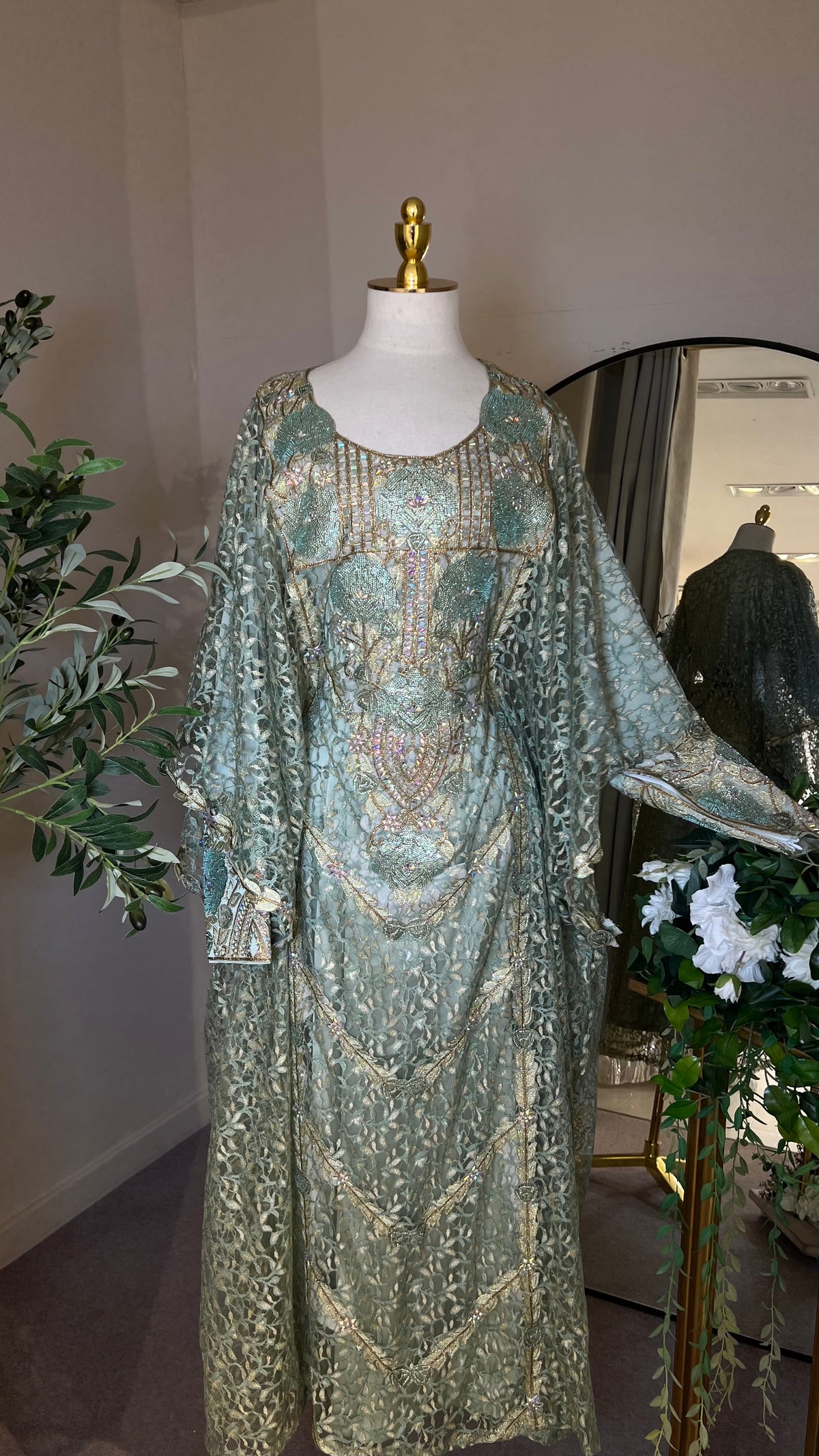 Turquoise Net Layered Mukhawar