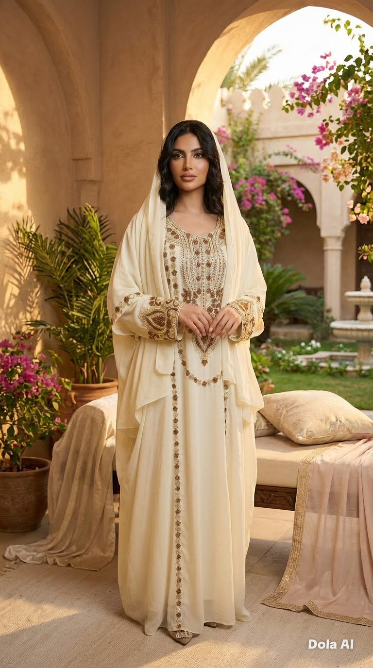 Cream Crystallised Emirate Thobe