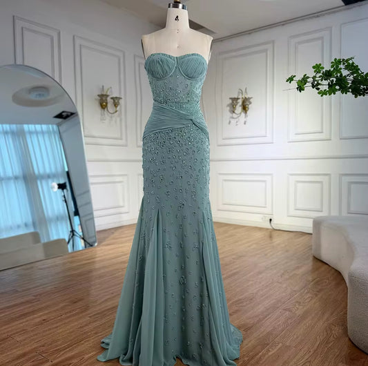 Yara Hand Embroidered Gown with Detached Gloves (Pre-Order)