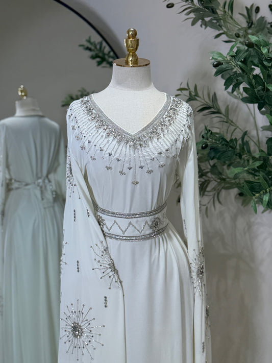 Sorayah White Luxury Khaliji Caftan