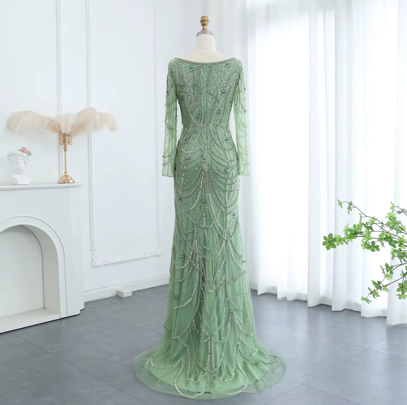 Anya Modest Hand Embellished Gown (pre-order)