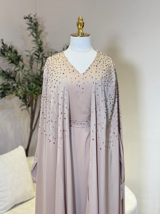 Nadine 2 Piece Abaya Under Piece is a Long Sleeves