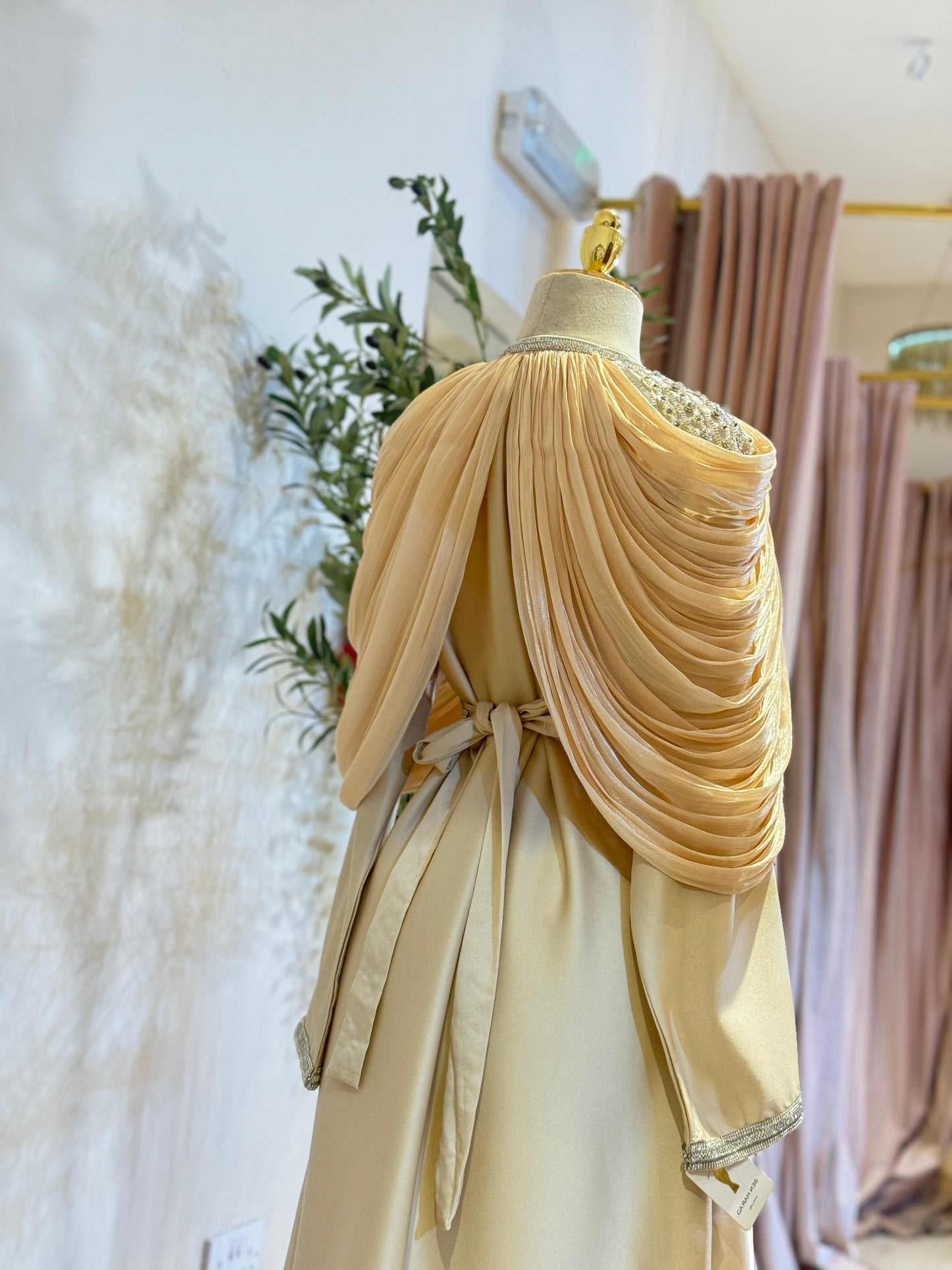 Arela 3 Piece Khaliji Luxury Shoulder Pleated Caftan